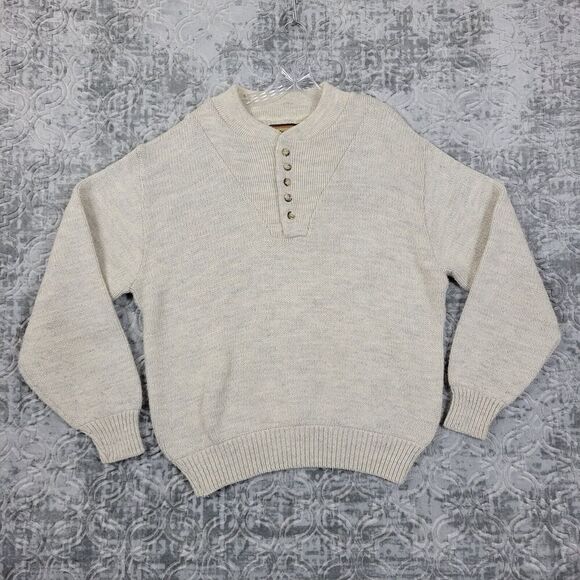 Vintage Remington Sweater Men's XL Extra Large Ivory Wool Blend Made in USA